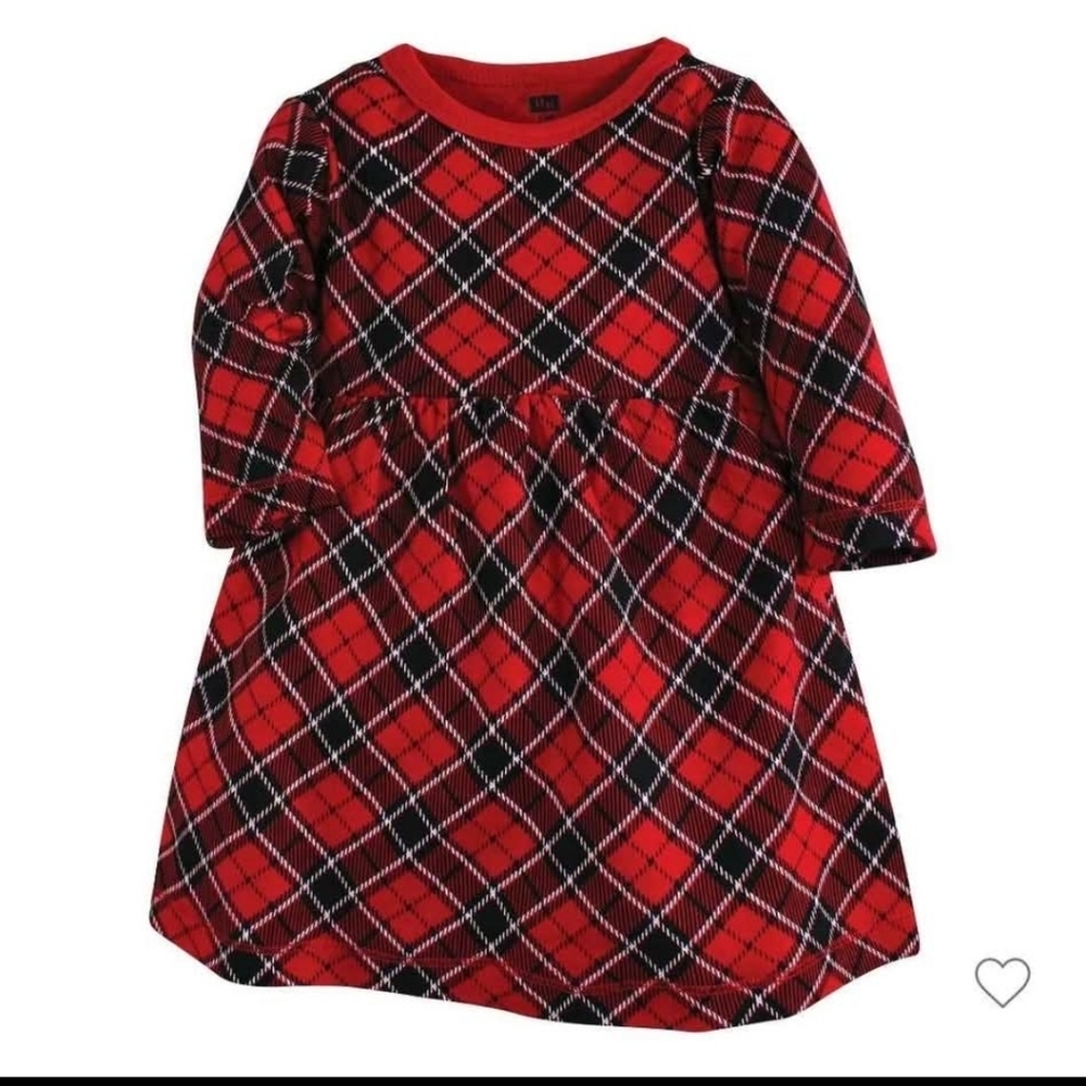 NWT Hudson Baby 2 Pc Red Plaid and Black Houndstooth Dress Set ~3-6 Mos - Picture 3 of 5
